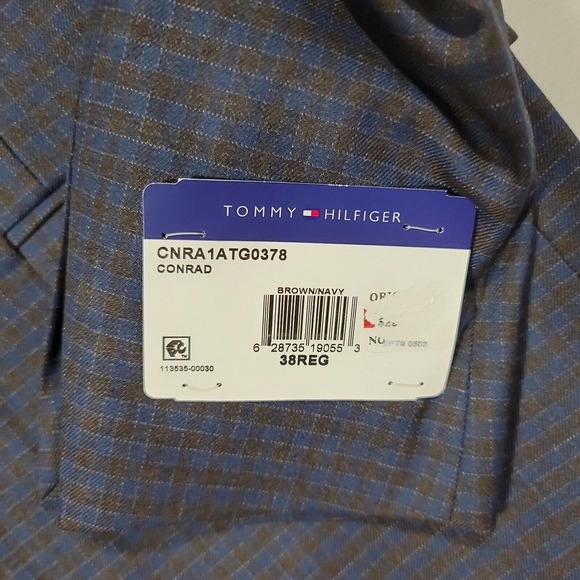 Tommy Hilfiger Brown Blue Plaid Blazer Mens 38R 38 Modern-Fit - Picture 5 of 5